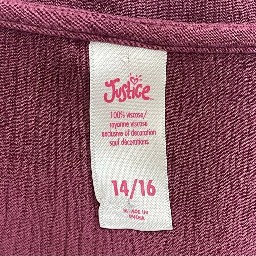 🛍3/$15🛍 JUSTICE Girls Peplum Tunic Top size 14/16 Mauve